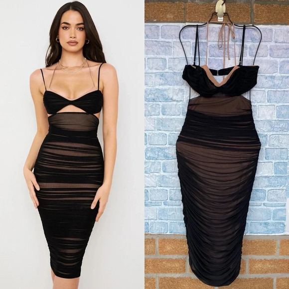 House of CB Tibi Black Cutout Ruched Midi
Dress large - Picture 3 of 15